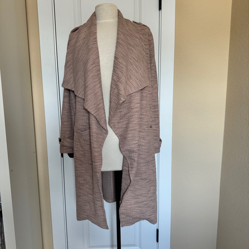 BB Dakota tan Waterfall Cardigan Sweater trench jacket